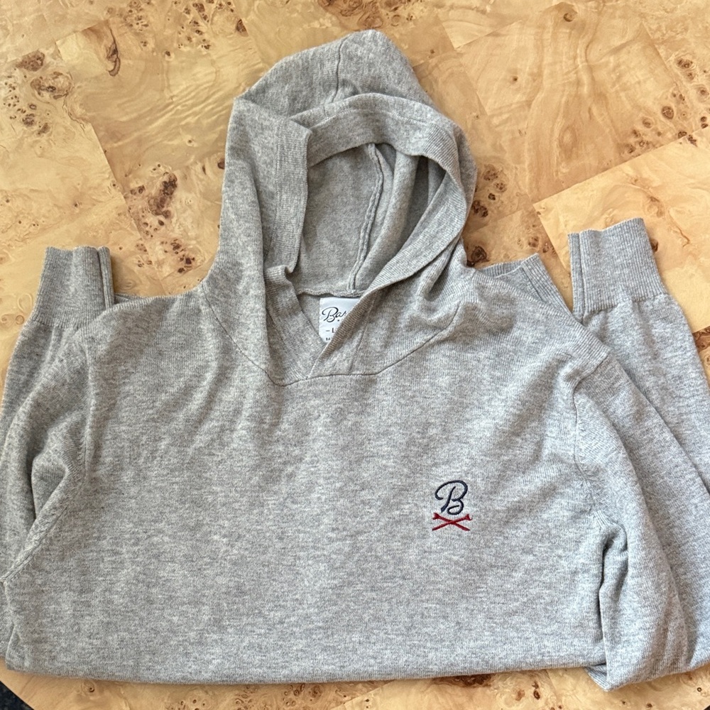 Barstool Golf gray hooded sweater; Size L